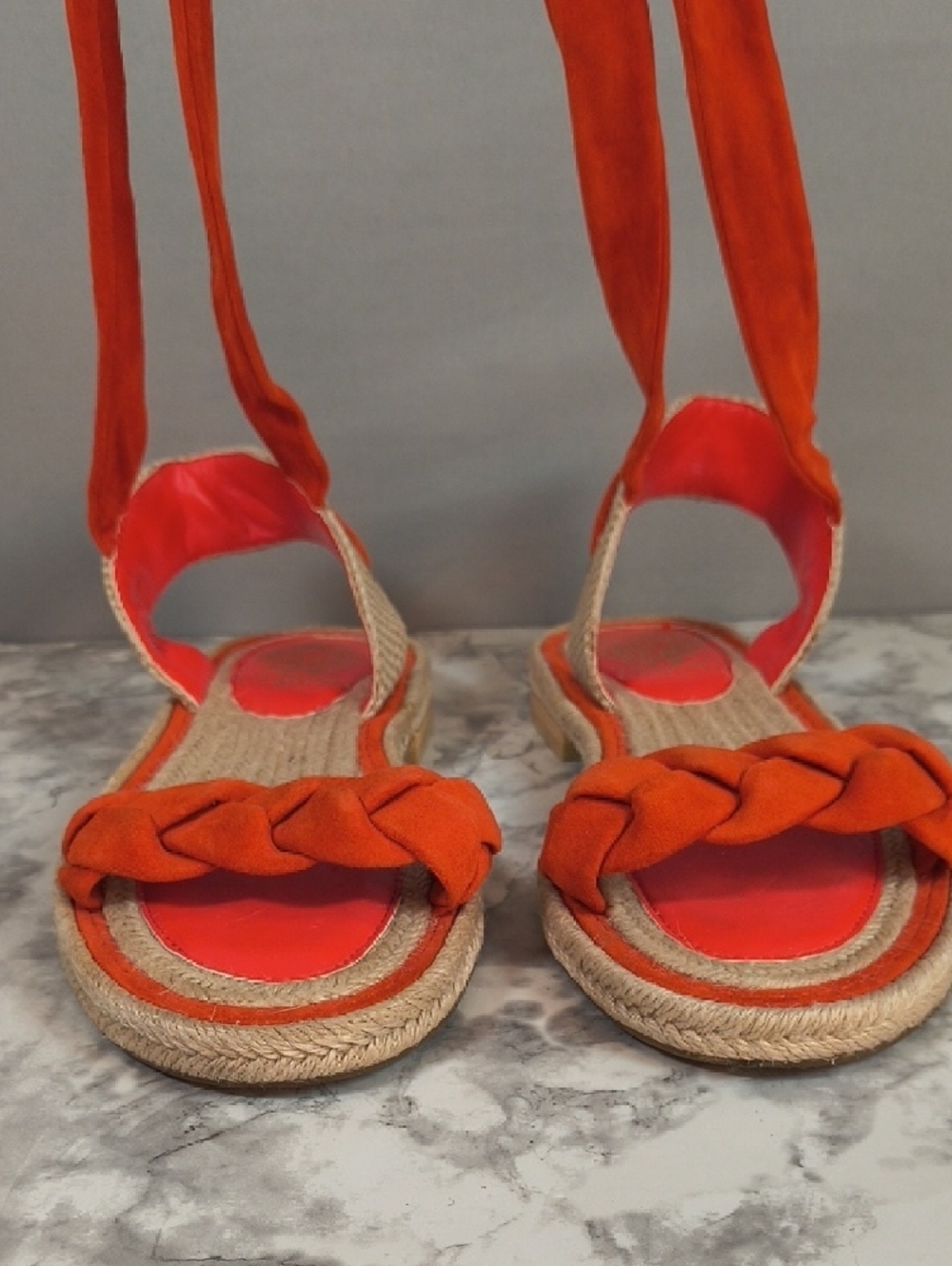 Vince Camuto Women's Espadrille Orange Ankle Wrap Sandals, Size 7M - Picture 2 of 13